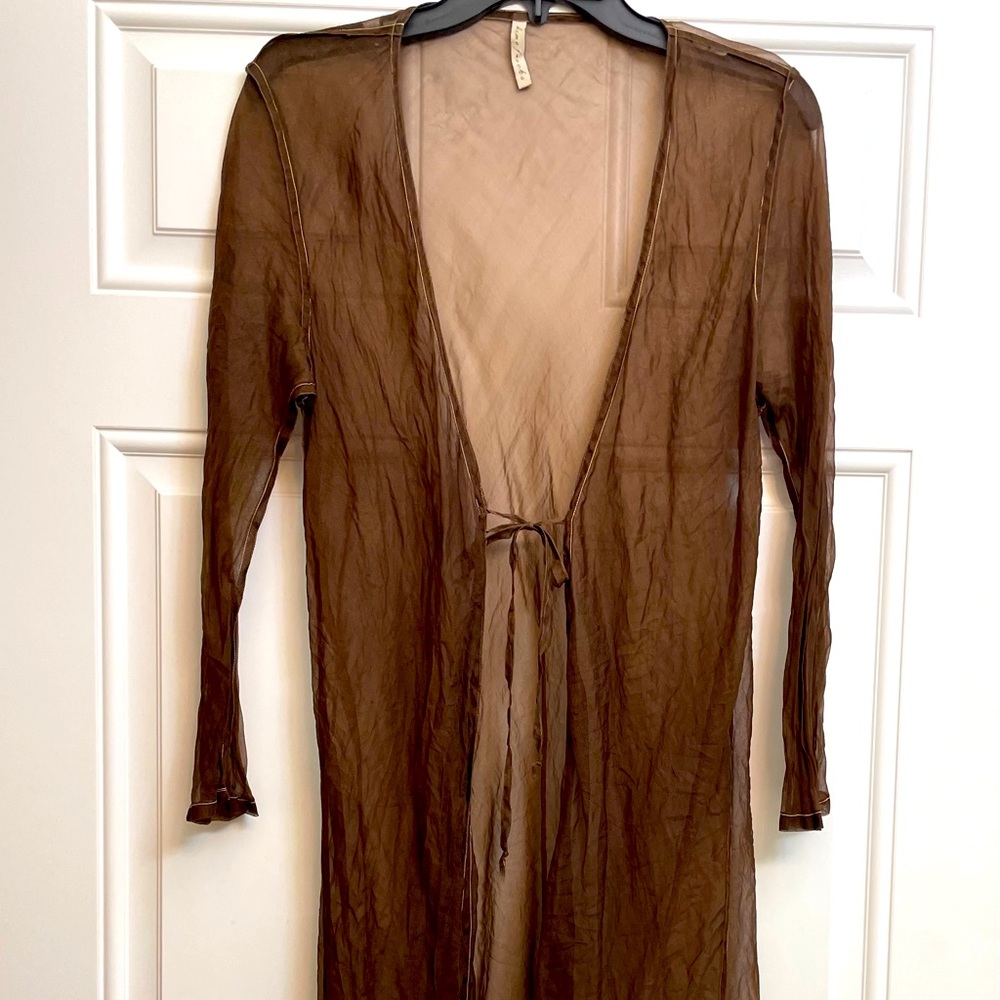 COPY - Brown silk duster, transparent , medium, hand made by designer “Homefroc… - Picture 5 of 8